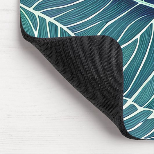 Waterverf Blauw Groen Blauwgroen Tropisch blad Muismat (Hoek)