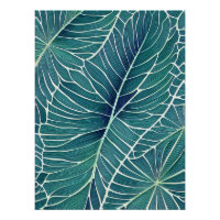 Waterverf Blauw Groen Blauwgroen Tropisch blad