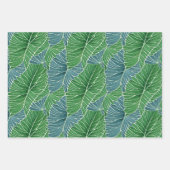 Waterverf Blauw Groen Blauwgroen Tropisch Bladpatr Inpakpapier Vel (Voorkant 2)