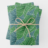 Waterverf Blauw Groen Blauwgroen Tropisch Bladpatr Inpakpapier Vel (In situ)