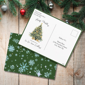 Waterverf Blauw Groen Script Niet Foto Kerstmis Feestdagenkaart