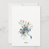 Waterverf Blauw Groene Winterbessen Kerst Feestdagenkaart (Achterkant)