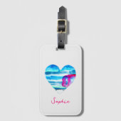 Waterverf blauw hart schattig hart bagagelabel (Voorkant (verticaal))