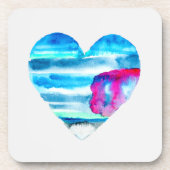 Waterverf blauw hart schattig hart bier onderzetter (Voorkant)