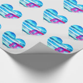 Waterverf blauw hart schattig hart cadeaupapier (Hoek)