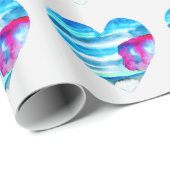 Waterverf blauw hart schattig hart cadeaupapier (Rol Hoek)