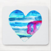 Waterverf blauw hart schattig hart muismat (Voorkant)