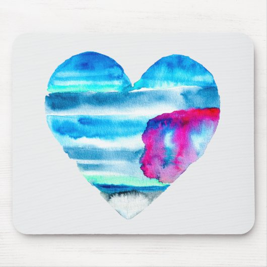 Waterverf blauw hart schattig hart muismat (Voorkant)