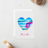 Waterverf blauw hart schattig hart notitiekaartje (Voorkant / Achterkant in situ)