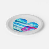 Waterverf blauw hart schattig hart papieren bordje (Gekanteld)