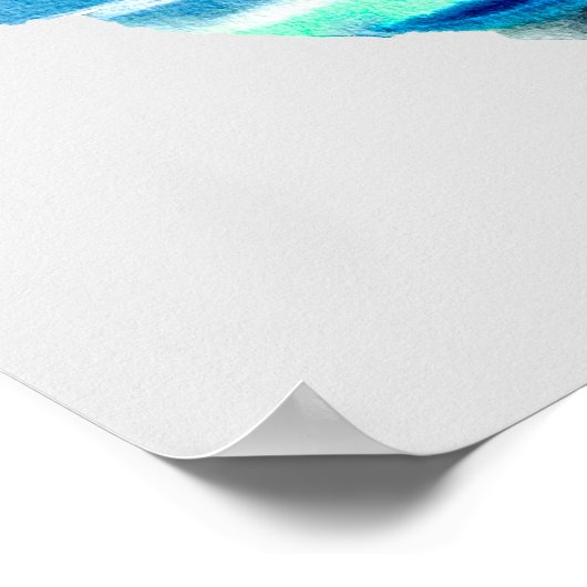 Waterverf blauw hart schattig hart poster (Hoek)