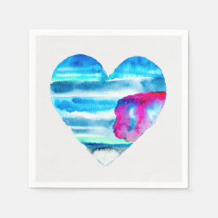 Waterverf blauw hart schattig hart servet