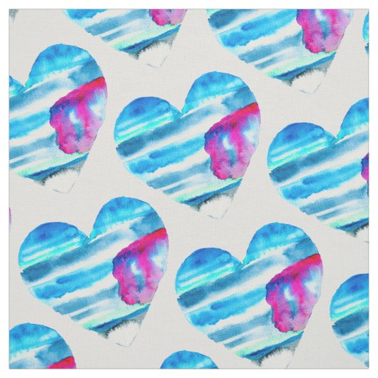 Waterverf blauw hart schattig hart stof (Swatch)