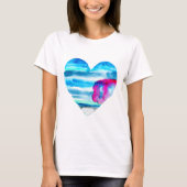 Waterverf blauw hart schattig hart t-shirt (Voorkant)