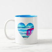 Waterverf blauw hart schattig hart tweekleurige koffiemok (Links)
