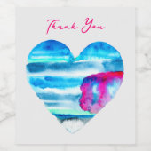 Waterverf blauw hart schattig hart wijn etiket (Enkel label)