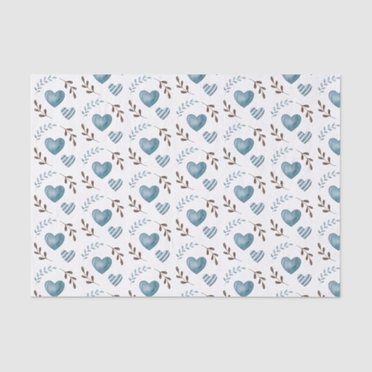 Waterverf blauw hart tissuepapier  (Voorkant)