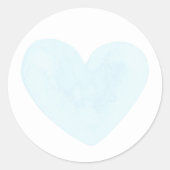 Waterverf blauw hart. VALENTIJNSE / BABY SHOWER Ronde Sticker (Voorkant)