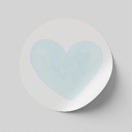 Waterverf blauw hart. VALENTIJNSE  / BABY SHOWER Ronde Sticker