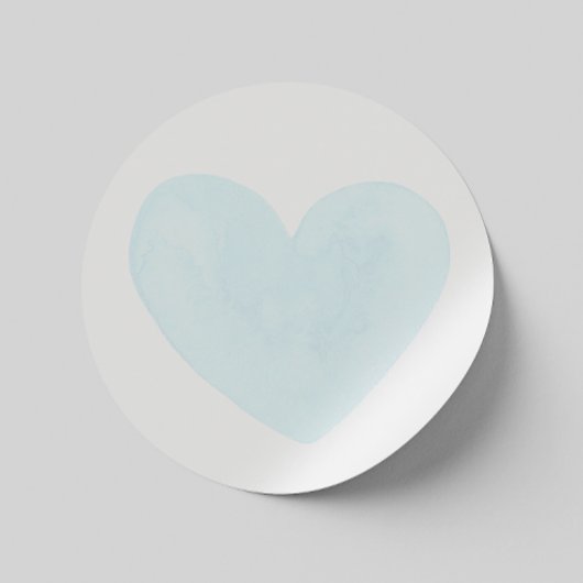 Waterverf blauw hart. VALENTIJNSE / BABY SHOWER Ronde Sticker