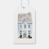 Waterverf Blauw Huis Cadeaulabel (Voorkant)