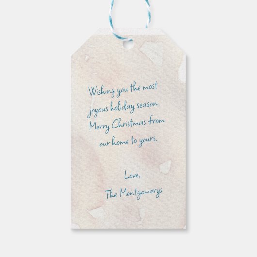 Waterverf Blauw Huis Cadeaulabel (Achterkant)