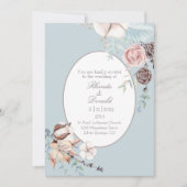 Waterverf blauw huwelijk winterflorale en oliage kaart (Voorkant)