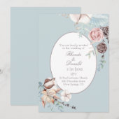 Waterverf blauw huwelijk winterflorale en oliage kaart (Voorkant / Achterkant)