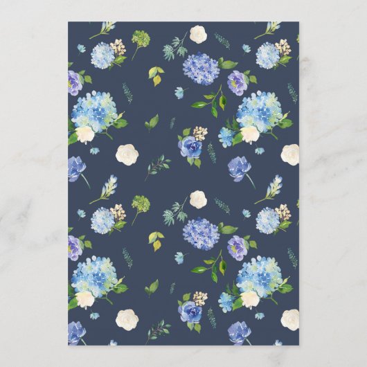Waterverf Blauw Hydrangea Bruiloft Menu (Achterkant)