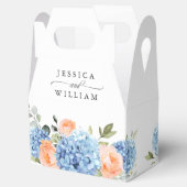 Waterverf Blauw Hydrangea Roze Rozen Gift Bruiloft Bedankdoosjes (Geopend)