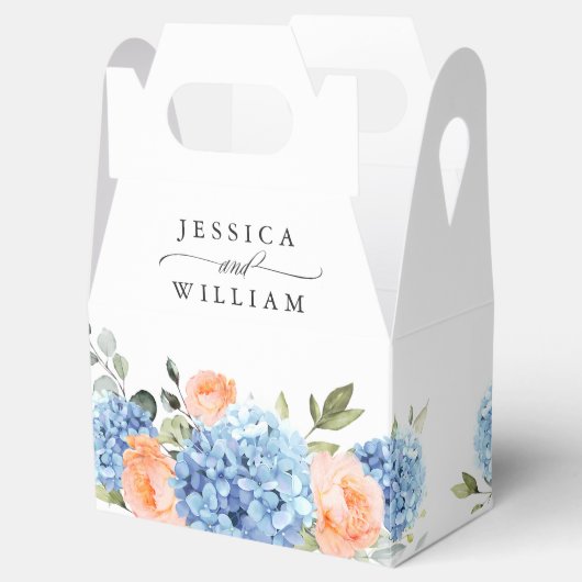Waterverf Blauw Hydrangea Roze Rozen Gift Bruiloft Bedankdoosjes (Geopend)