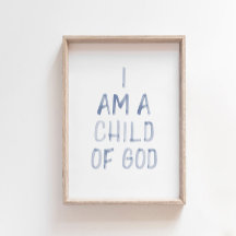 Waterverf blauw Ik ben een kind van God print