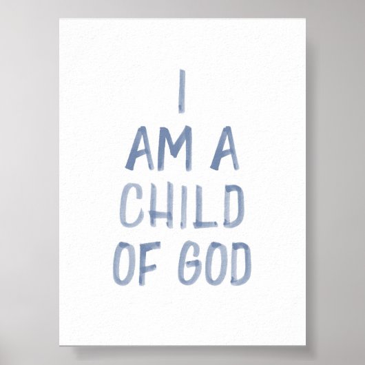 Waterverf blauw Ik ben een kind van God print (Voorkant)
