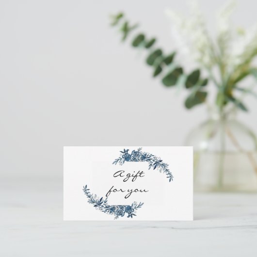 Waterverf blauw Indigo Flowers Cadeaubon Visitekaartje (Staand voorkant)