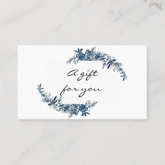 Waterverf blauw Indigo Flowers Cadeaubon Visitekaartje (Voorkant)