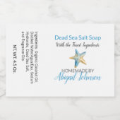 Waterverf Blauw Ivoor Zeester Handgemaakte Zeeplab Voedselcontainer Etiket (Enkel label)