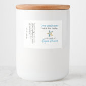 Waterverf Blauw Ivoor Zeester Handgemaakte Zeeplab Voedselcontainer Etiket (Voorkant)