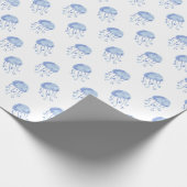 waterverf blauw jellyvisstrand ontwerp cadeaupapier (Hoek)