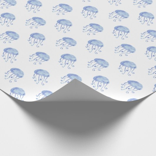 waterverf blauw jellyvisstrand ontwerp cadeaupapier (Hoek)