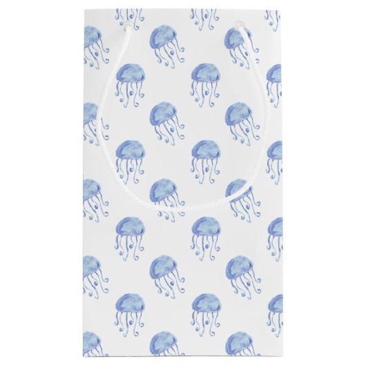 waterverf blauw jellyvisstrand ontwerp klein cadeauzakje (Achterkant)