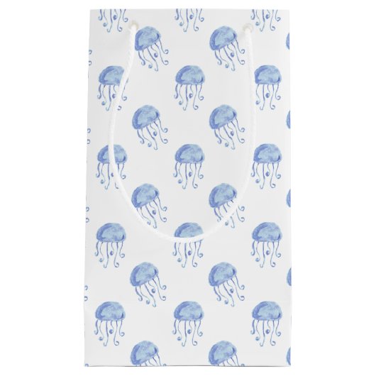 waterverf blauw jellyvisstrand ontwerp klein cadeauzakje (Voorkant)