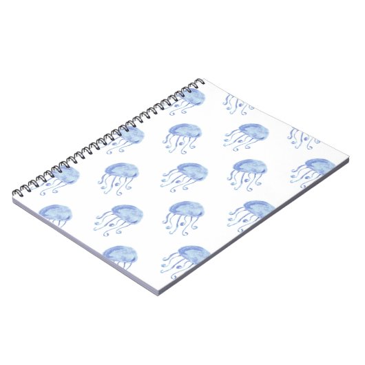 waterverf blauw jellyvisstrand ontwerp notitieboek (Linkerzijde)