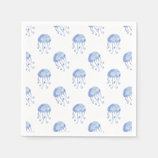 waterverf blauw jellyvisstrand ontwerp servetten (Voorkant)