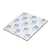 waterverf blauw jellyvisstrand ontwerp tegeltje (Zijkant)