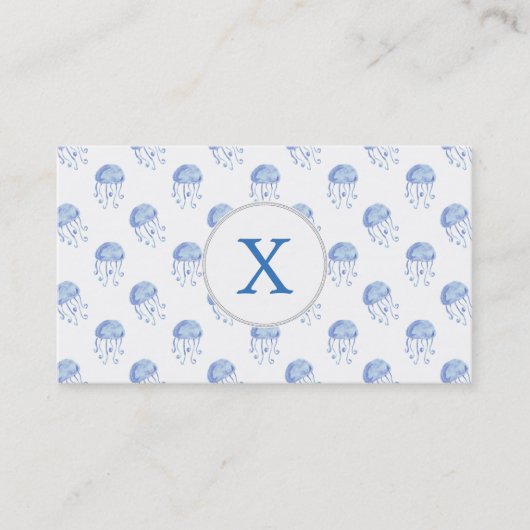 waterverf blauw jellyvisstrand ontwerp visitekaartje (Voorkant)