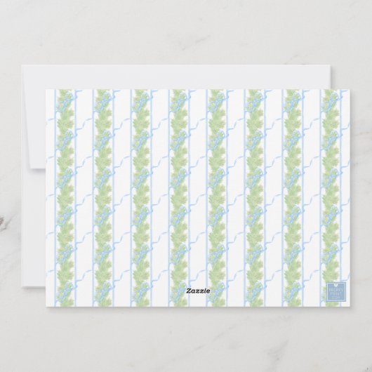 Waterverf Blauw Kerst Monogram Kousen Foto Feestdagenkaart (Achterkant)