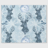 Waterverf blauw kerstpapier voor rendieren cadeaupapier (Vlak)