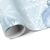 Waterverf blauw kerstpapier voor rendieren cadeaupapier (Rol Hoek)