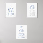 Waterverf blauw Kinder Bijbel Verse Wandkunst Set (Voorkant)