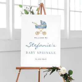 Waterverf Blauw  kinderwagen Jongen Baby Sprinkle Poster